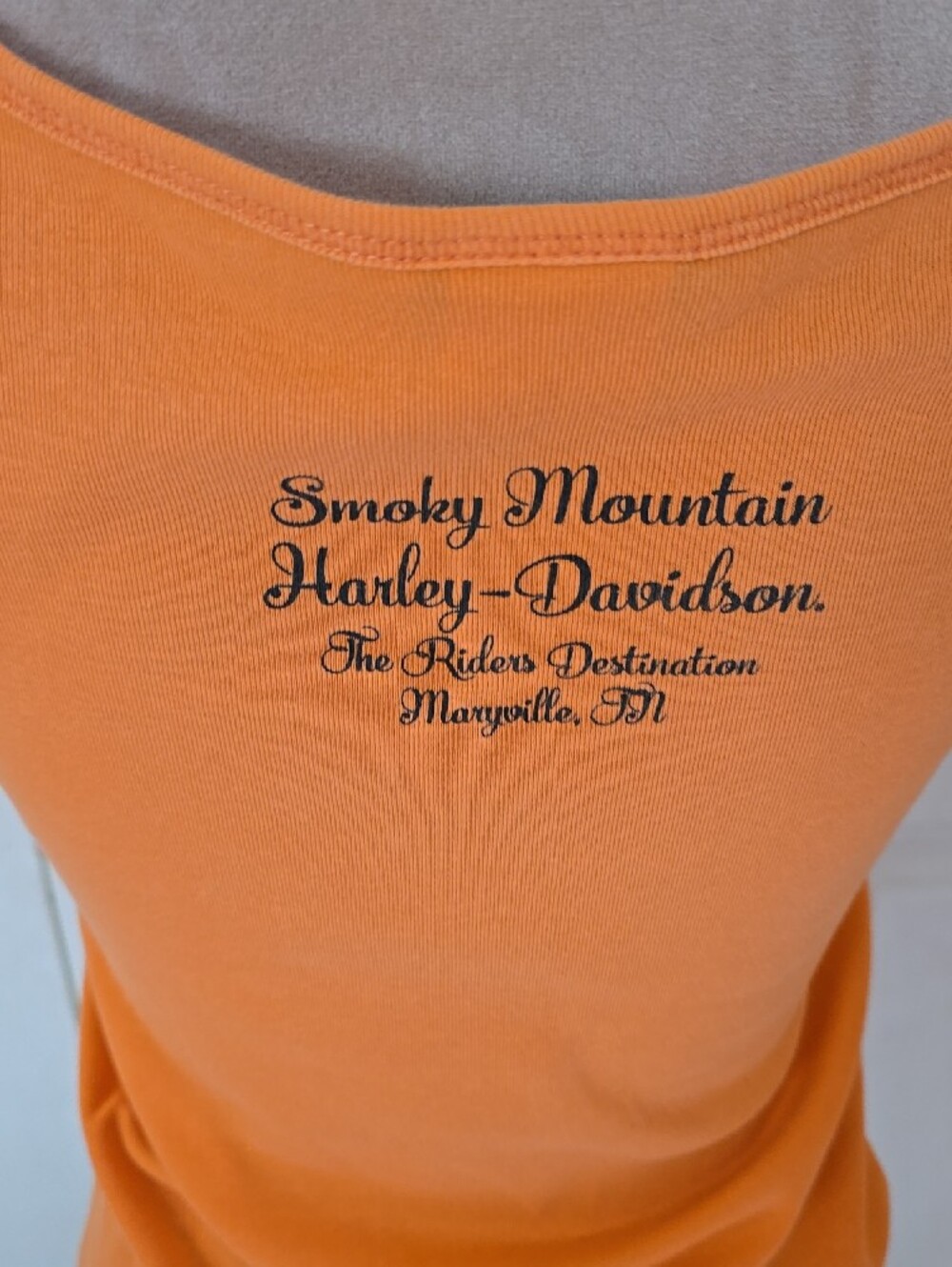 Womens XL Harley-Davidson Orange Long-Sleeve Henley with Skull Logo - Picture 5 of 11